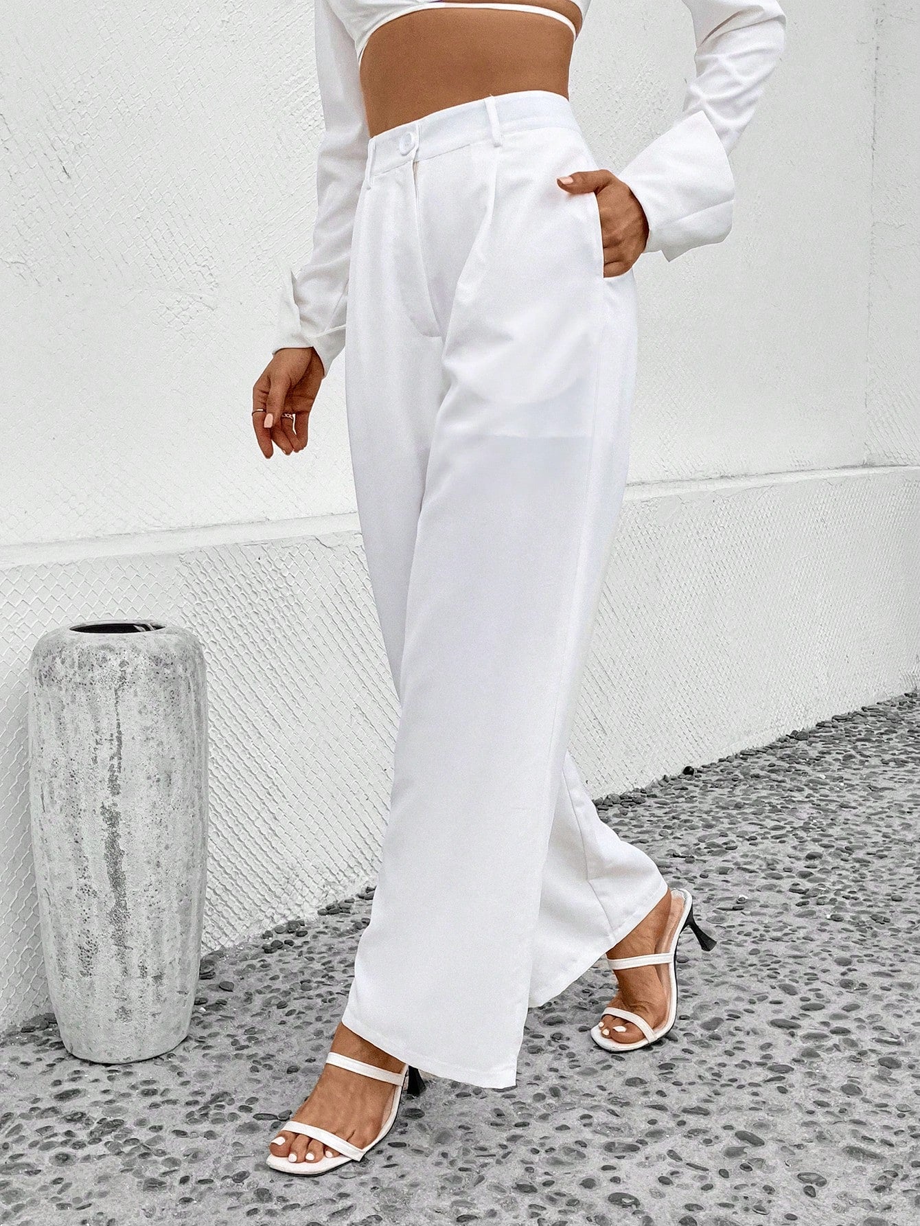 Solid Wide Leg Pants