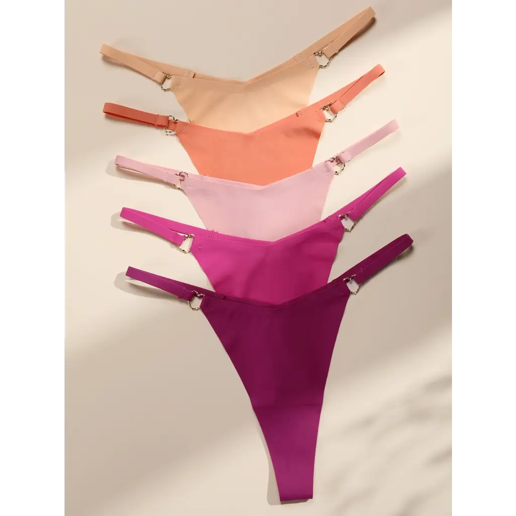 5 - pack Solid Thong - Multicolor-2 / S - Women Thongs